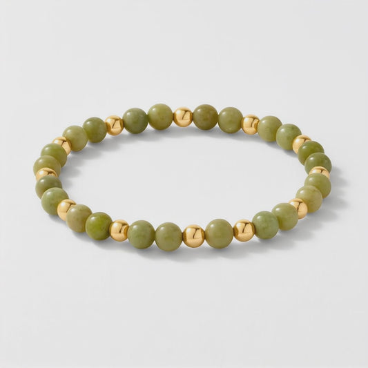Natural Green Jade with Real Gold Bracelet