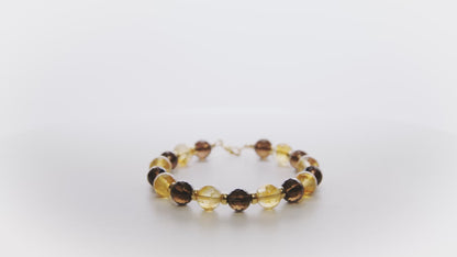 Citrine and Smoky Quartz Gold Vermeil Bracelet - Grounding Thoughts
