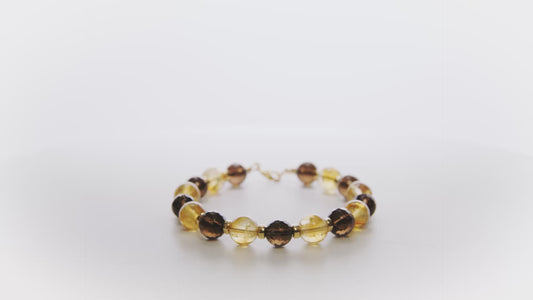 Citrine and Smoky Quartz Gold Vermeil Bracelet - Grounding Thoughts