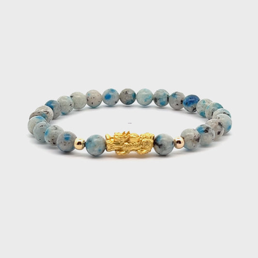 Kyanite Unlimited Prosperity 18K Gold Vermeil Pixiu Feng Shui Bracelet