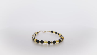 Citrine and Black Spinel Gold Vermeil Bracelet - Protection and Wealth