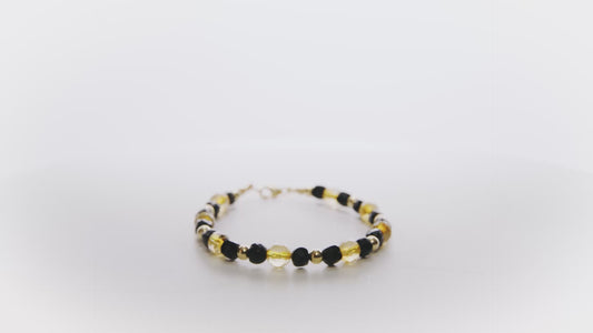 Citrine and Black Spinel Gold Vermeil Bracelet - Protection and Wealth