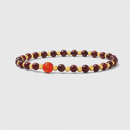 Garnet Bracelet of Fortune and Love 2026 New Year REAL Gold