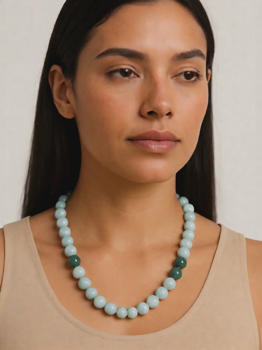 Grade A High Quality Jade Beaded Necklace 14k REAL Gold
