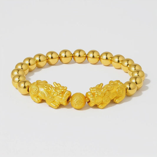 Gold Double Infinite Fortune Gold Filled Double Pixiu Feng Shui Bracelet