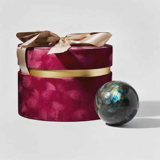 Large Labradorite Crystal Sphere Gift Box Set