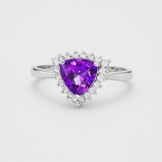 Amethyst Sterling Silver Ring With Cubic Zircon