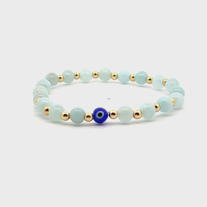 Ultimate Aquamarine Evil Eye Gold Vermeil Bracelet