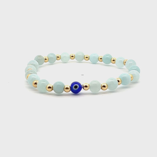 Ultimate Aquamarine Evil Eye Gold Vermeil Bracelet