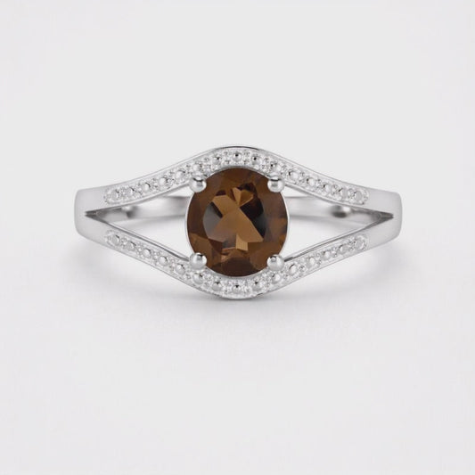 Smoky Quartz Oval Crystal Ring