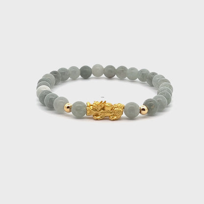 Jade Unlimited Prosperity 18K Gold Vermeil Pixiu Feng Shui Bracelet