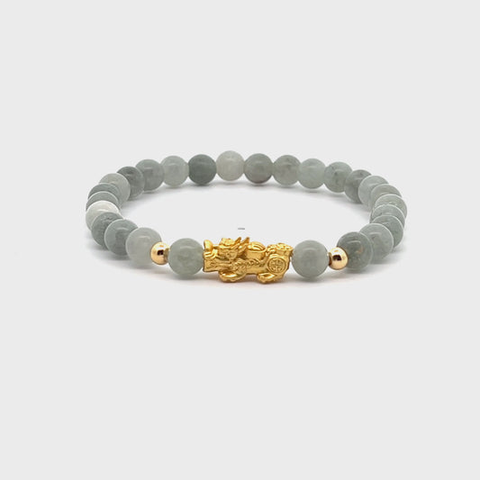 Jade Unlimited Prosperity 18K Gold Vermeil Pixiu Feng Shui Bracelet