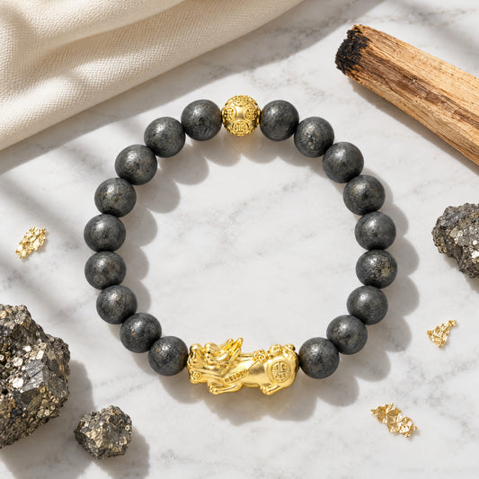 Pyrite Feng Shui Lucky Pixiu Wealth & Protection Bracelet