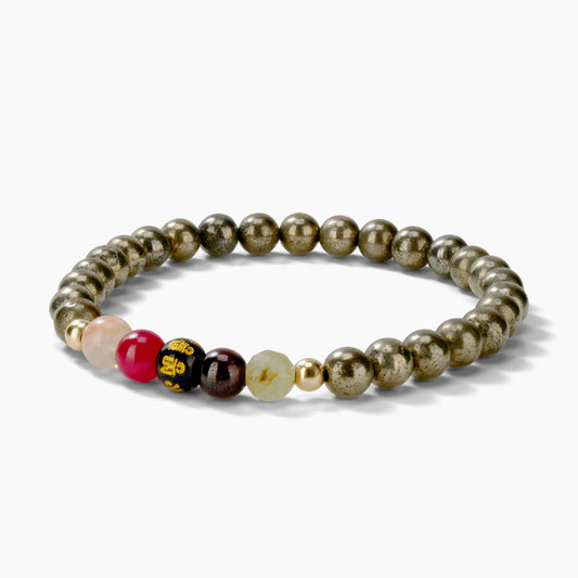 Pyrite Mega Power Lucky 7 Gemstone Bracelet With REAL Gold