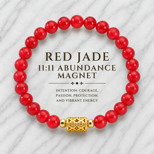 Red Jade Divine Riches 11:11 Gemstone Bracelet