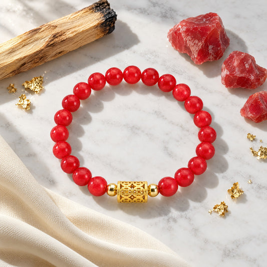 Red Jade Divine Riches 11:11 Gemstone Bracelet