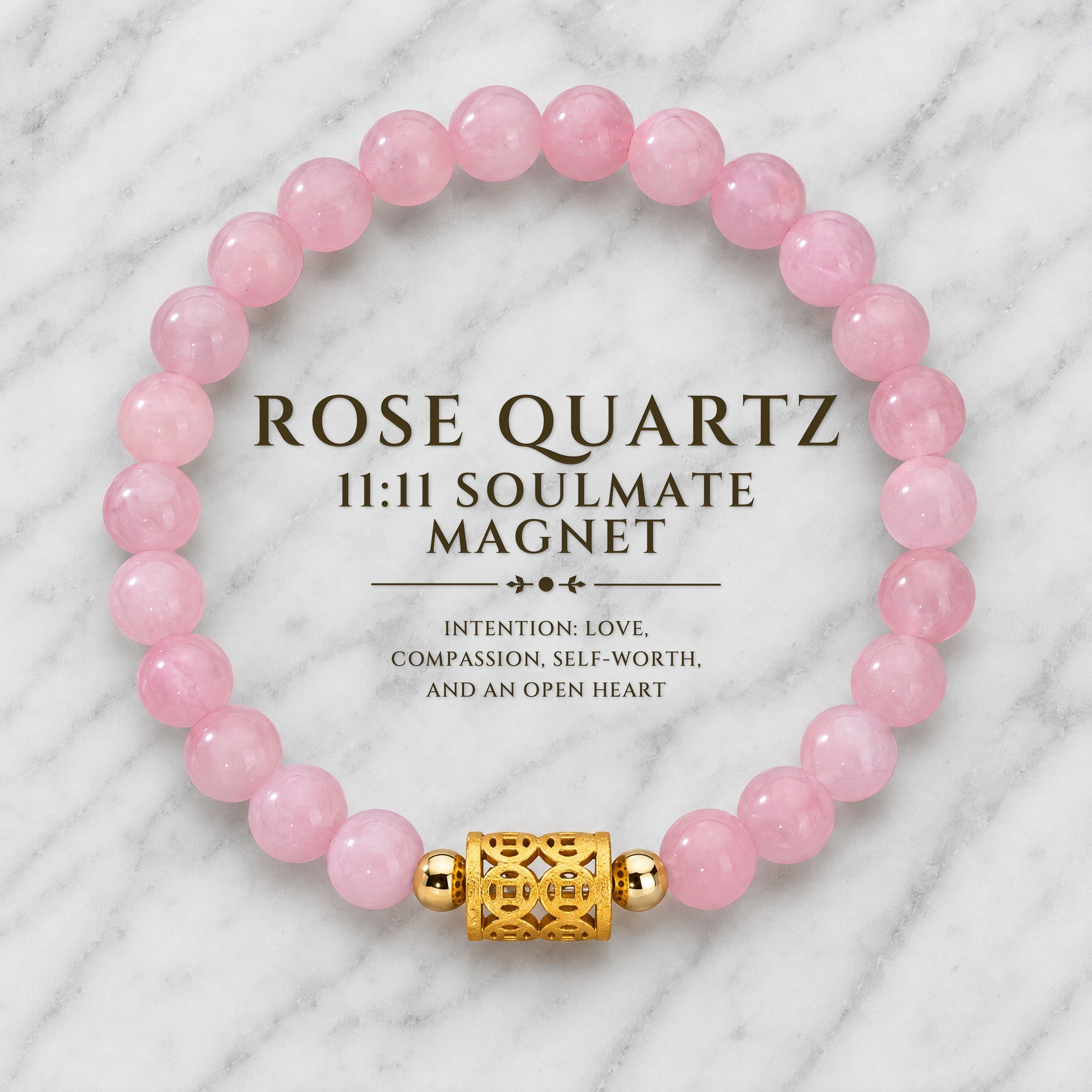 Rose Quartz 11:11 Fortune Flow Gemstone Bracelet