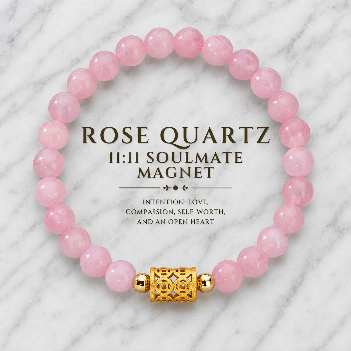 Rose Quartz 11:11 Fortune Flow Gemstone Bracelet