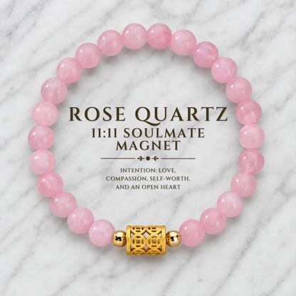 Rose Quartz 11:11 Fortune Flow Gemstone Bracelet