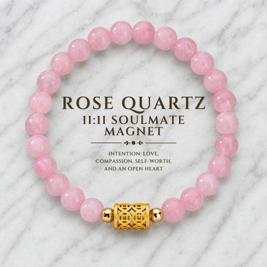Rose Quartz 11:11 Fortune Flow Gemstone Bracelet