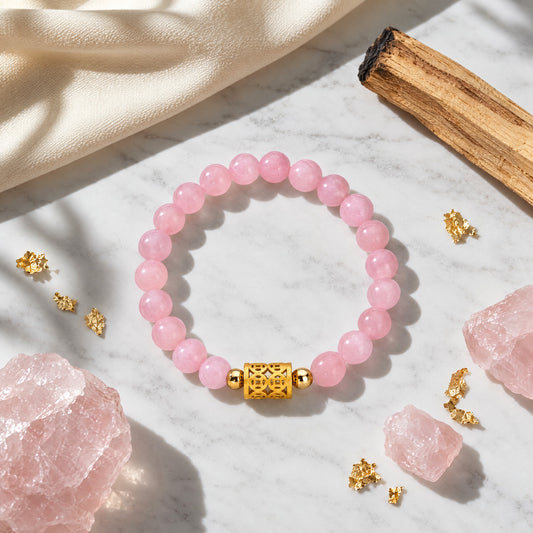 Rose Quartz 11:11 Fortune Flow Gemstone Bracelet
