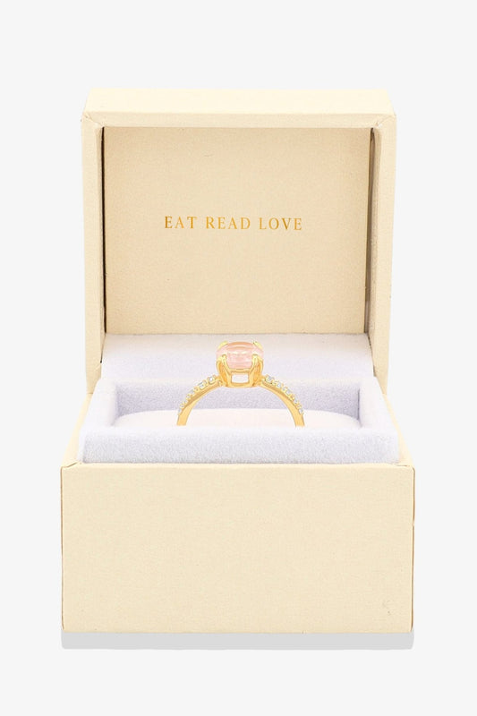 Rose Quartz 18k Gold Vermeil Ring - Eat.Read.Love.