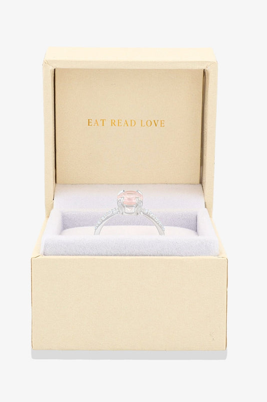 Rose Quartz 18k Gold Vermeil Ring - Eat.Read.Love.