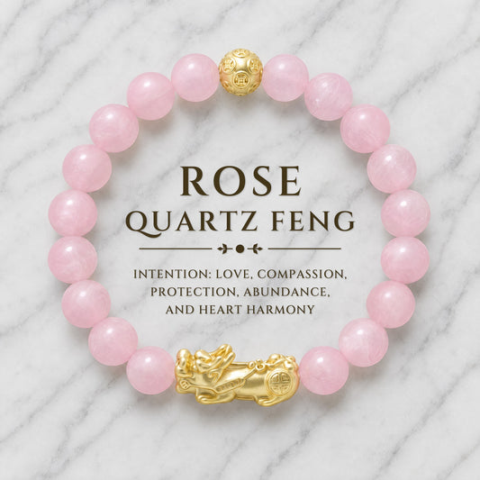 Rose Quartz Feng Shui Lucky Pixiu Love & Wealth Bracelet