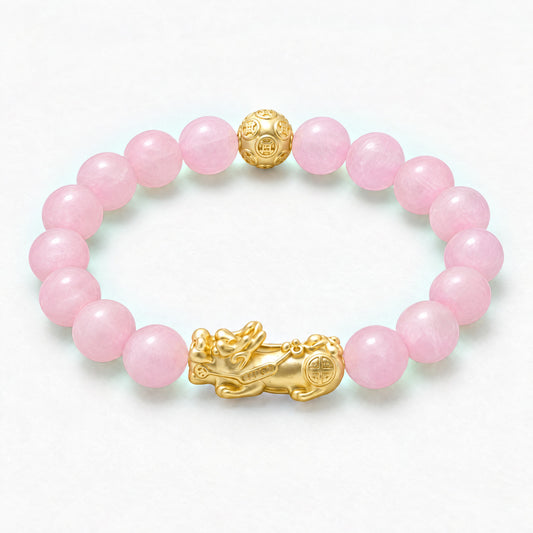 Rose Quartz Feng Shui Lucky Pixiu Love & Wealth Bracelet