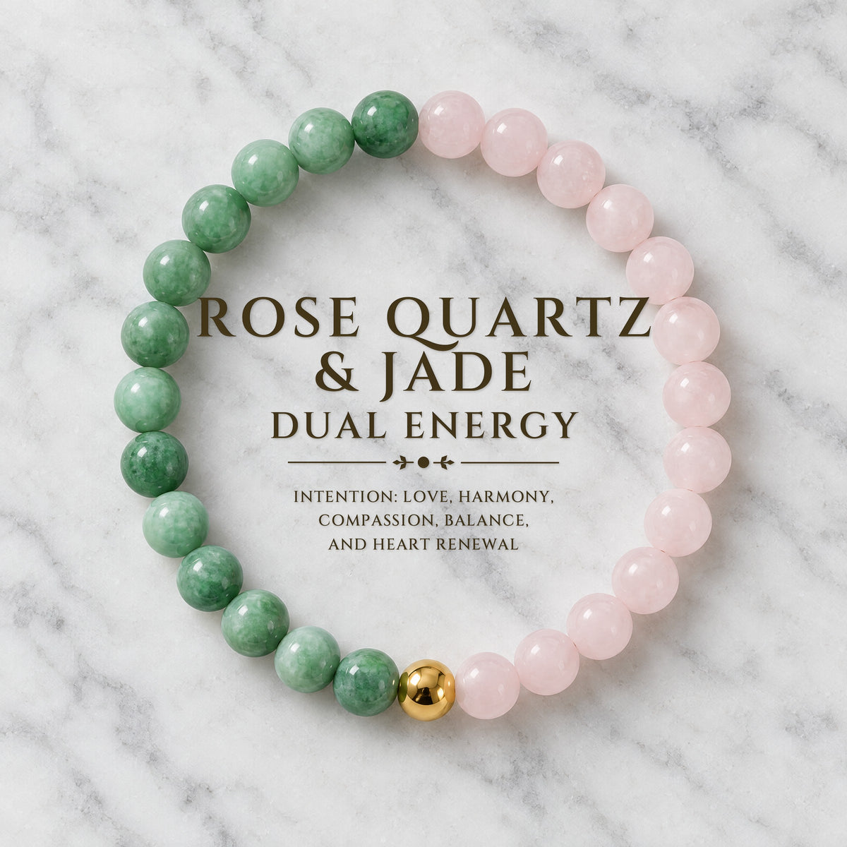 Rose Quartz & Jade Dual Energy Romance Crystal Bracelet
