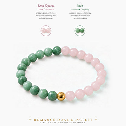 Rose Quartz & Jade Dual Energy Romance Crystal Bracelet