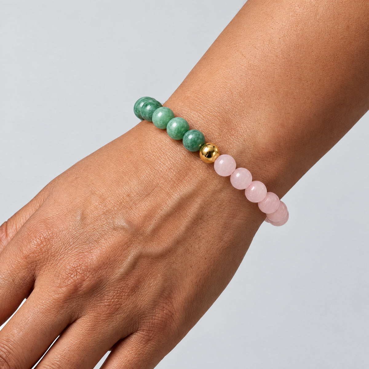 Rose Quartz & Jade Dual Energy Romance Crystal Bracelet