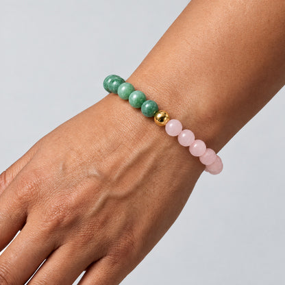 Rose Quartz & Jade Dual Energy Romance Crystal Bracelet