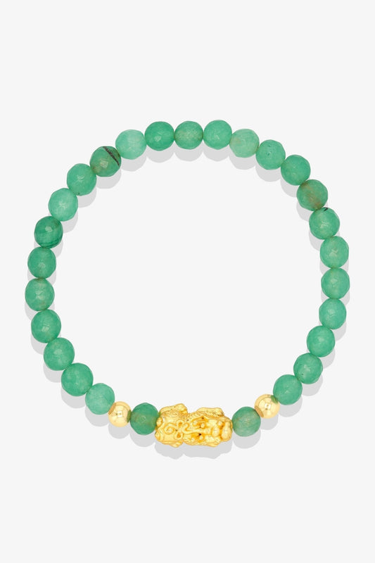 Rose Quartz Unlimited Prosperity 18K Gold Vermeil Pixiu Feng Shui Bracelet - Eat.Read.Love.