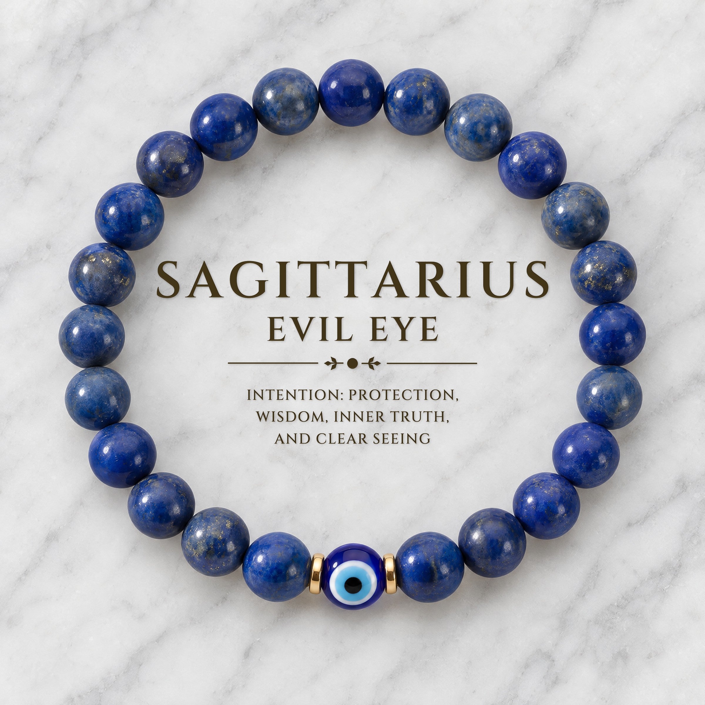 Sagittarius Evil Eye Lapis Lazuli Crystal Protection Bracelet