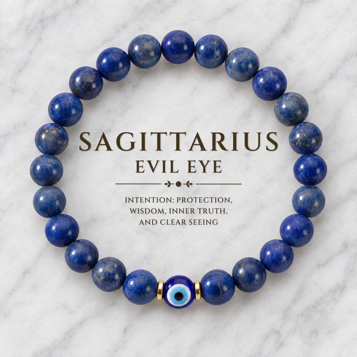 Sagittarius Evil Eye Lapis Lazuli Crystal Protection Bracelet