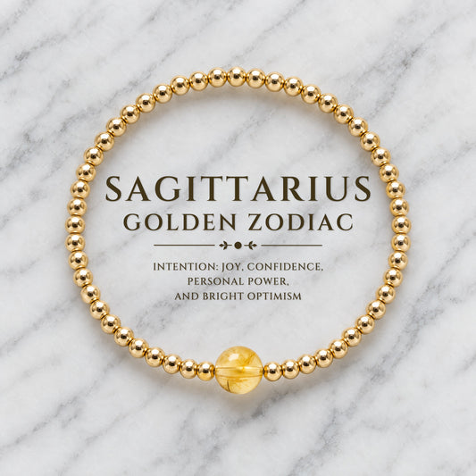 Sagittarius Golden Zodiac Citrine 2026 Bracelet REAL Gold