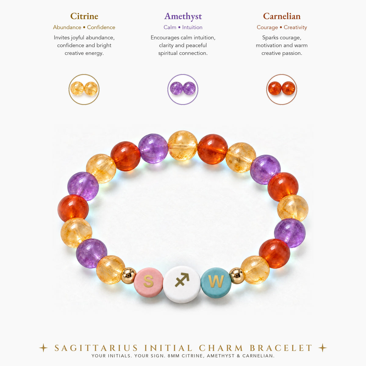 Sagittarius Initial Charm Bracelet