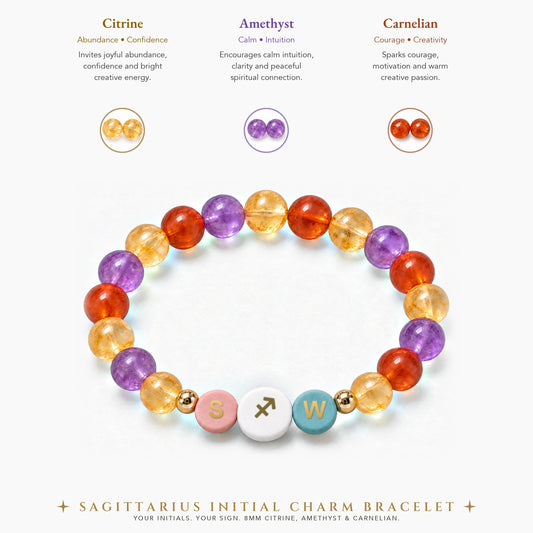 Sagittarius Initial Charm Bracelet