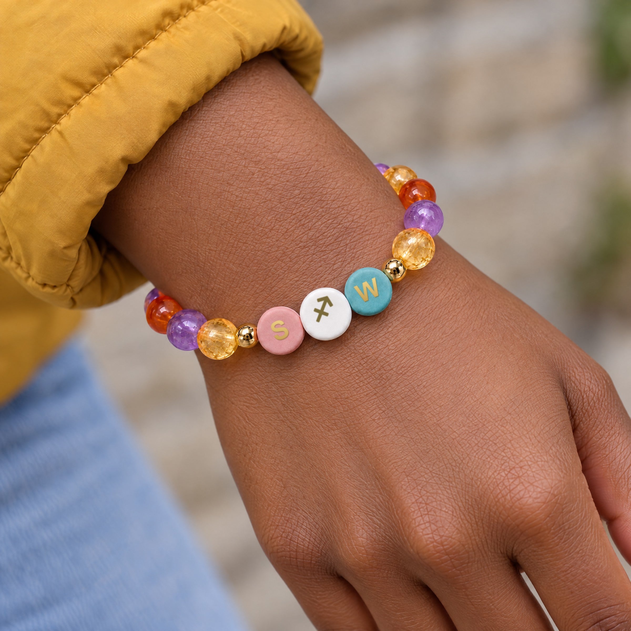 Sagittarius Initial Charm Bracelet