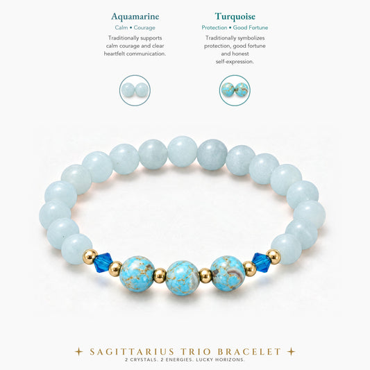 Sagittarius Lucky Zodiac Trio Crystal Bracelet