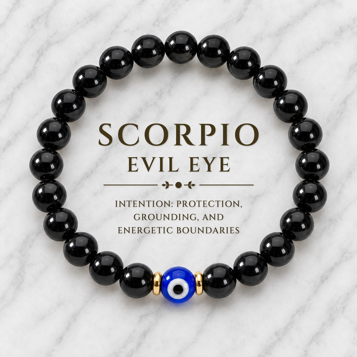 Scorpio Evil Eye Black Obsidian Crystal Protection Bracelet