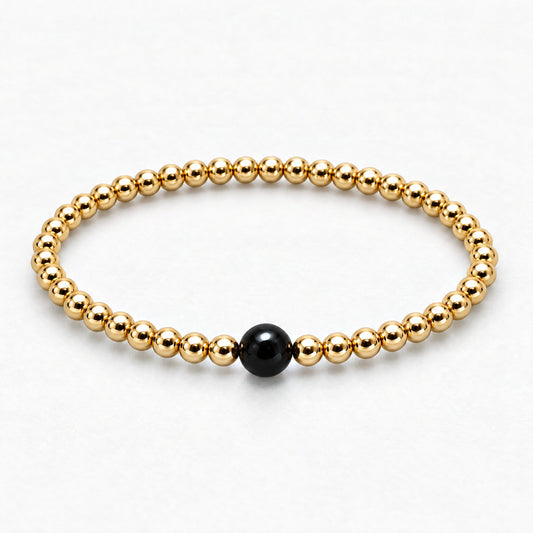 Scorpio Golden Zodiac Black Obsidian 2026 Bracelet REAL Gold