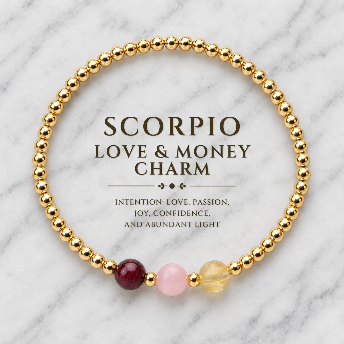 Scorpio Love and Money Golden Bracelet with REAL Gold