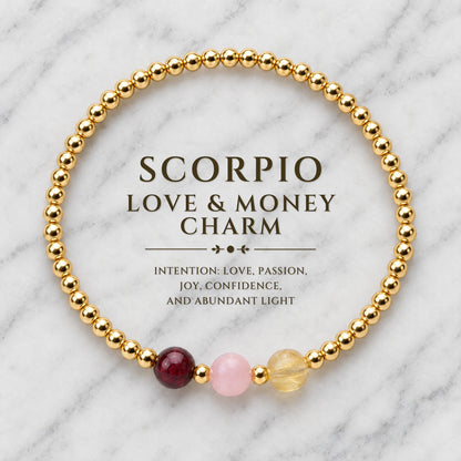 Scorpio Love and Money Golden Bracelet with REAL Gold