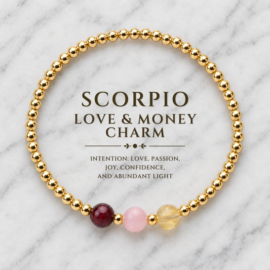 Scorpio Love and Money Golden Bracelet with REAL Gold