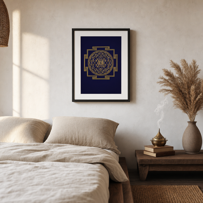 Shri Yantra framed gold sacred geometry print - Eat.Read.Love.
