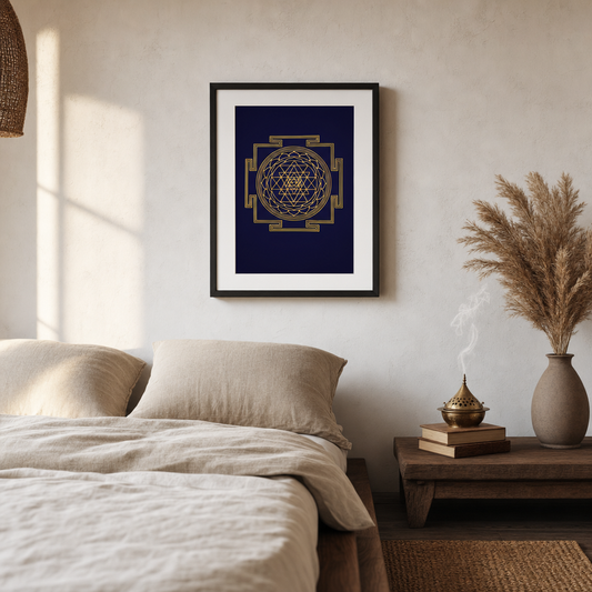Shri Yantra framed gold sacred geometry print - Eat.Read.Love.