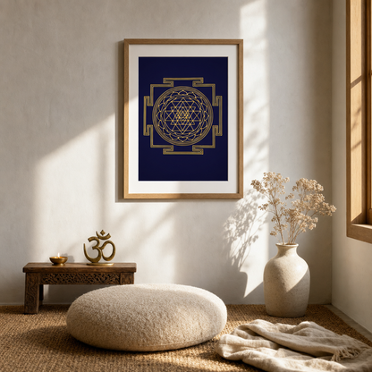 Shri Yantra framed gold sacred geometry print - Eat.Read.Love.
