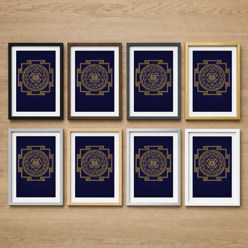 Shri Yantra framed gold sacred geometry print - Eat.Read.Love.